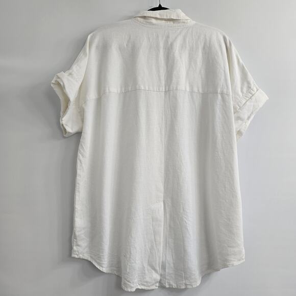 Madewell Women’s Linen Blend White Oversized Tunic Top Sz M Minimalist Coastal - Picture 3 of 7